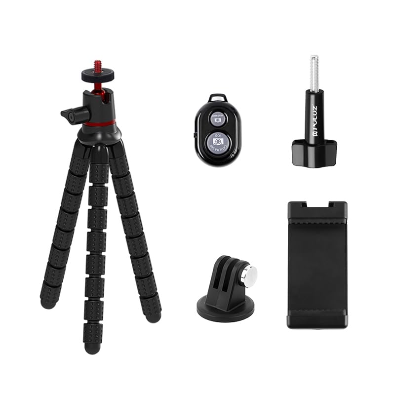 PULUZ Portable Phone Tripod with Wireless Remote and Clip, Flexible Cell Phone Tripod Stand for Video Recording/Vlogging/Selfie