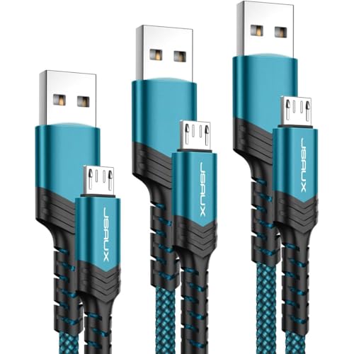 JSAUX Micro USB Charger Cable, (3-Pack 3.3ft+6.6ft+10ft) Android Charger Micro USB to USB A Nylon Braided Cord Compatible with Samsung Galaxy S6 S7 Edge Note 5, Kindle and More-Green - color: Green, size: 3.3ft+6.6ft+10ft