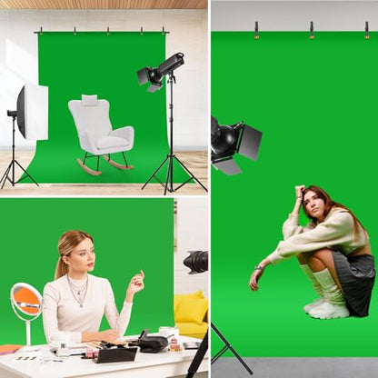 Green Screen Backdrop Kit, Portable Greenscreen Background with T-Shaped Stand, 5 Clamps & Carrying Bag for Photography, Streaming, Zoom, Gaming, (Green, 6.5 Feet X 5.0 Feet) - color: 78×59IN Green