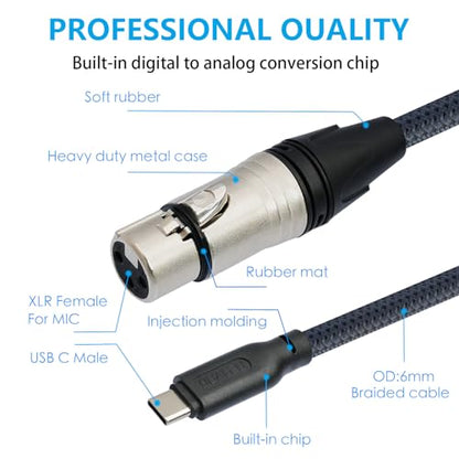 3.3FT Female XLR to USB C Micphone Cable,USB C to XLR for Dynamic Microphone iPhone 15,ipad,Notebook,Tablet - color: enhanced version, size: 3.3FT