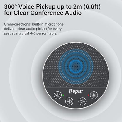 USB Speakerphone,Conference Microphone for Home Office, Omnidirectional Desktop PC Speaker with 360° Voice Pickup, Noise Cancelling, Plug & Play for Zoom/Teams/Skype, Webinar,Online Classes