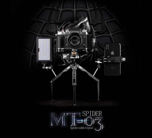 Leofoto MT-03 Tabletop Tripod, Aluminum Mini Tripod, 2 Leg Sections, Foldable Leg, Portable and Compact, 1/4" Mounting Stud and Accessories Thread (MT-03) - style: MT-03
