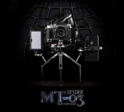 Leofoto MT-03 Tabletop Tripod, Aluminum Mini Tripod, 2 Leg Sections, Foldable Leg, Portable and Compact, 1/4" Mounting Stud and Accessories Thread (MT-03) - style: MT-03