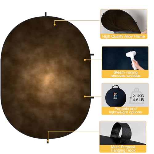 Kate Collapsible Backdrop for Photography Dark Blue&Brown Pop Up Photo Backdrops Portable Background for Portrait, Live Streaming, 5x6.5ft