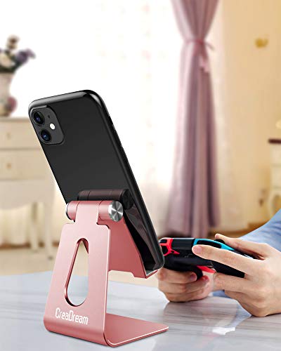 CreaDream Adjustable Cell Phone Stand, Phone Stand, Cradle, Dock, Holder, Aluminum Desktop Stand Compatible with Phone 16 15 14 13 12 11 Pro Max Plus SE, Accessories Desk, All Mobile Phones-Rose Gold - color: Rose Gold