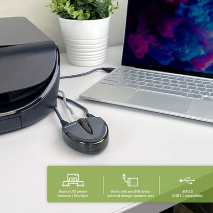 IOGEAR 2 Port USB 2.0 Switch - Auto Printer Switch - Manually or Auto Control - LEDs Indicate - Plug n Play - GUB231 - size: 2 Computer