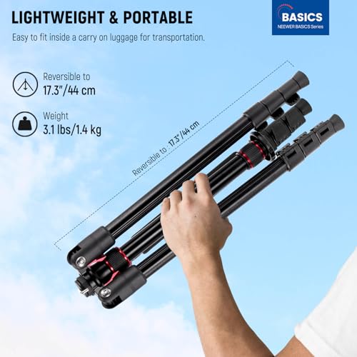 NEEWER Basics TP15 Camera Tripod Monopod, 68" Metal Heavy Duty Portable Travel DSLR Cell Phone Stand with Cellphone Holder Mount Compatible with iPhone Filming Video Recording, Ball Head Not Included - style: TP15