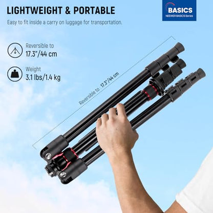 NEEWER Basics TP15 Camera Tripod Monopod, 68" Metal Heavy Duty Portable Travel DSLR Cell Phone Stand with Cellphone Holder Mount Compatible with iPhone Filming Video Recording, Ball Head Not Included - style: TP15