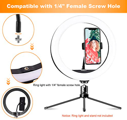 Ring Light Phone Holder Universal Phone Holder for Ring Light with 1/4 and Hot Shoe Adapter, Flexible Phone Mount for RingLight and Tripod Stand - size: Standard