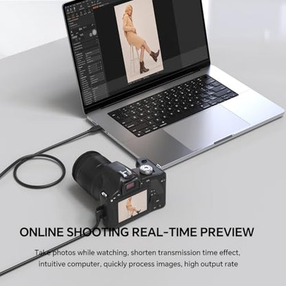 16ft USB-A to USB-C High-Speed Data Transfer Cable with Dual Magnetic Rings – Camera Connection Cable with Signal Boosting, Compatible with Hard Drives, Canon, Sony, Fujifilm, Nikon DSLR Cameras - color: L-Shaped, size: 16ft