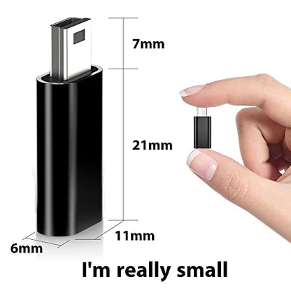 USB C to Mini USB Adapter, Type C Female to Mini USB 2.0 Male Convert Connector Support Charge & Data Sync Compatible GoPro Hero 3+, MP3 Players, Dash Cam, Digital Camera, Receiver etc(2-Pack) Black