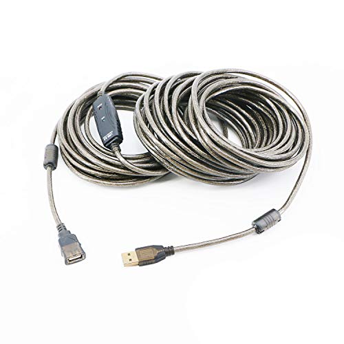 USB 2.0 A Male to A Female Extension Cable USB Active Repeater Cord with Built-in Signal Booster for Printer, Keyboard, Game Console, Loudspeaker, Oculus Rift, scanners(50 Feet with Led Light) - size: 50 Feet with Led Light