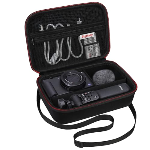 Hard Travel Case for Sony ZV-1F / ZV-1 / ZV-1 II Digital Camera, Protective Cases Bag Fits Vlogger Accessory Kit Tripod, Microphone, LED Video Light, Extra Zipper Pocket fit Battery Pack, Black - color: Black, size: for Sony ZV-1F / ZV-1 / ZV-1 II