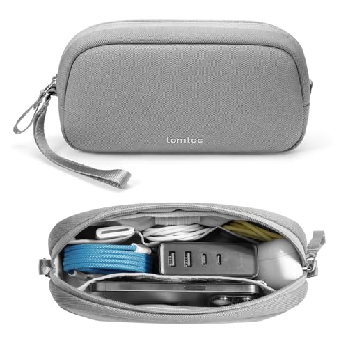 tomtoc Electronics Organizer Travel Case, Water Resistant Travel Bag Cable Organizer for Essentials, Tech Pouch Accessories Carry Storage for Cord, Phone, Cables, Airpods, USB Flash Drive, Daily Items - color: Gray, size: Small