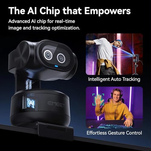 EMEET PIXY Dual-Camera AI-Powered PTZ Camera 4K with Tripod, AI Tracking, PDAF&AI Autofocus 0.2s, 1/2.55'' Sony Sensor, 3 Mics, Presets, 4K Webcam for Streaming, OBS/Twitch/Switch 2 Compatible - style: PIXY Kit Dual-Camera AI PTZ 4K