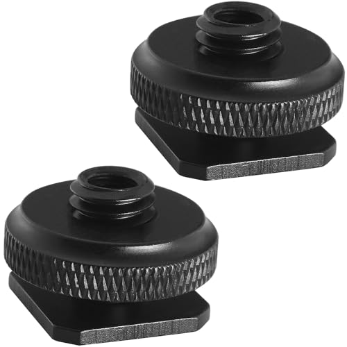 2PCS Hot Shoe Adapter 3/8 Male to 1/4 Female Single Layer Hot Shoe Bracket Extension Screw Flash Stand Tripod Phone Holder Photography Tripod Plate Converter for Video Lights Monitors