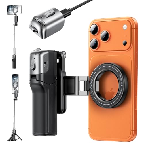 Mini Magnetic Selfie Stick Tripod for MagSafe, Pocket 4.8" Design, 4-in-1 | Zoom Control, Ergonomic Phone Grip, Detachable Multi-Function Bluetooth Remote and Up to 18" Extendable Selfie Stick