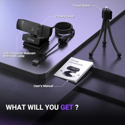 FIFINE K438 4K Resolution Webcam with Microphone | 4k Reseolution, Auto-Focus, USB Computer Camera, Built in Noise Reduction Mic, Privacy Cover, 6P Lens, 76.3° FOV, Plug & Play