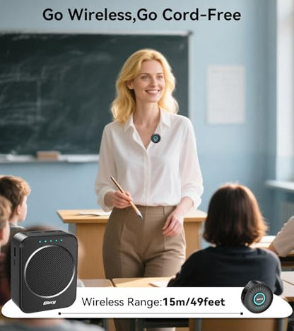 Portable Voice Amplifier with Wireless Lapel Microphone, Personal Microphone for Teachers, Rechargeable PA System for Classroom,Yoga, Meetings, Speeches