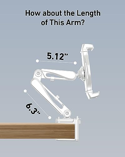 ergounion Aluminum Tablet Stand, Adjustable iPad Mount with 360° Rotate, Tablet Holder for Desk/Headboard for Recording/Filming, Fits 4-13" Phones and Tablets