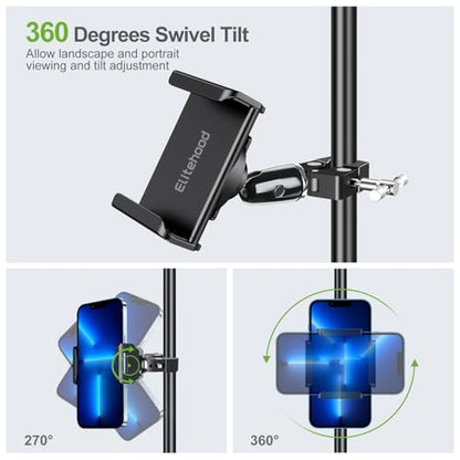 elitehood 360 Swivel Tilt Phone Holder and Mount, Adjustable for Music Boom Mic and All iPhone, Android Cell Phone - style: Front Mount
