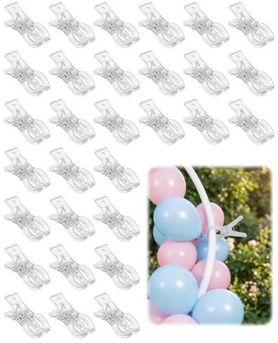 30PCS Large Balloon Arch Clips, 3.5 Inch Clear Heavy Duty Plastic Clip Spring Clamps for Balloon Garland Arch Backdrop Birthday Decoration Crafts Woodworking Photography Studios