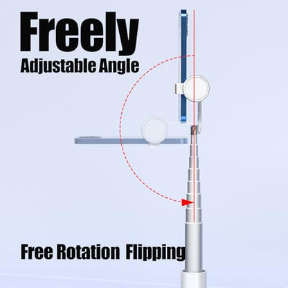 Selfie Stick Tripod Portable Extendable Cell Phone Stand with Detachable Mini Ring Light Phone Tripod Stand with Bluetooth Remote for iPhone Android for Vlogging/Travel/Live Streaming (White) - color: White