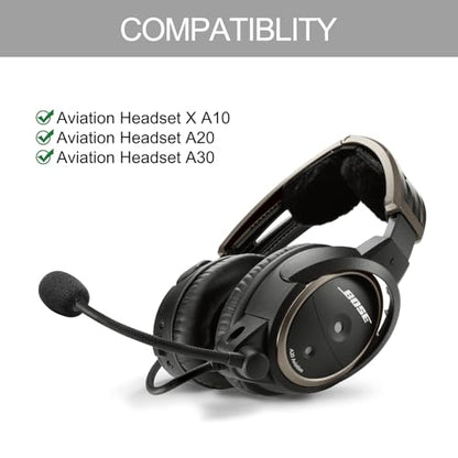 GVOEARS Microphone Cover for Bose Aviation 20, 3 Pack Replacement Mic Foam for Bose Aviation X A10 A20 A30 Headset, WindScreen Pop Filter Sponge (Black)