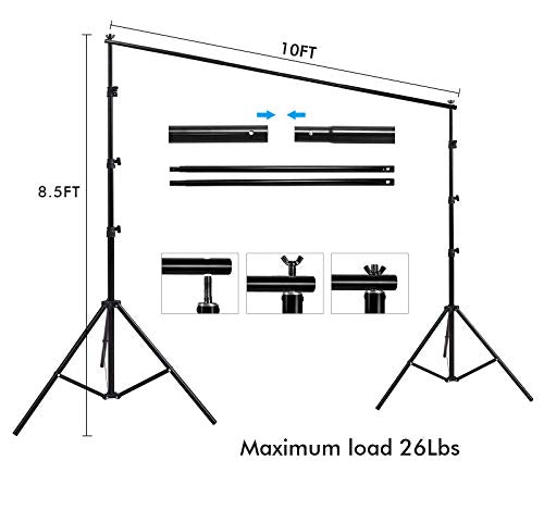 HYJ-INC Photo Video Studio 12 x10ft 100% Muslin White Backdrop with 10 x 8.5ft Stand Photography Background Support System Kit,Clamp, Carry Bag