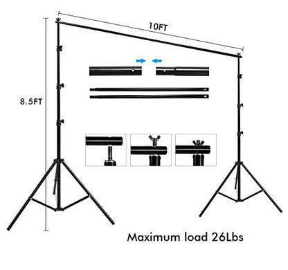 HYJ-INC Photo Video Studio 12 x10ft 100% Muslin White Backdrop with 10 x 8.5ft Stand Photography Background Support System Kit,Clamp, Carry Bag