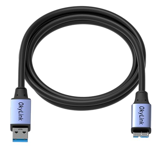OkyLink USB 3.0 A to Micro-B Cable, Male to Male, 5Gbps 5ft | 1.5M, 3.2 Gen 1, for External Hard Drive HDD SSD - color: Gray USB3.0, size: 5ft (1.5m)