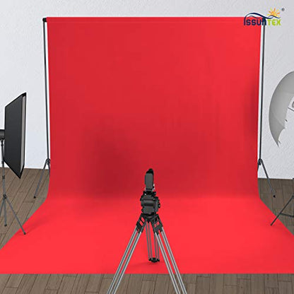 ISSUNTEX 10X24 ft Background Muslin Backdrop, Photo Studio, Collapsible High Density Screen for Video Photography and Television-Red - color: Red, size: 10X24 ft