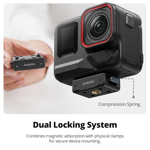 AMBITFUL IA01 Magnetic Quick Release Mount Base, 1/4 Inch Camera Adapter Base for Insta360 Action Cameras, Compact Quick Swap Mount for Tripod, Selfie Stick, Extension Pole and Camera Rig - color: 1/4" Screw Mount