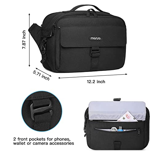 MOSISO Camera Shoulder Bag Case Crossbody Sling Purse, DSLR/SLR/Mirrorless Compact Padded Photography Handbag with Rain Cover Compatible with Canon/Nikon/Sony Cameras and Lenses, Black - color: Black