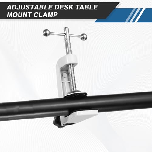 HARFINGTON Metal Table Clamp Mount 2.4" Hole Dia Clamp for Desk Lamp Mount Stand Universal Cantilever Bracket with Adjustable Screw Plastic Handle for Microphone Arm Lamp Stand, White - size: 2.4", style: Plastic Handle