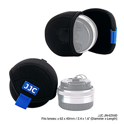 JJC Water Resistant Neoprene Camera Lens Pouch Case, Fold-Over Lens Bag for Mirrorless Lenses Up to 2.4 x 1.6 (D X H) for Canon EF-M 22mm f/2, Sony E PZ 16-50mm f/3.5-5.6, Fujifilm XF27 f/2.8 etc. - size: 2.4 x 1.6"