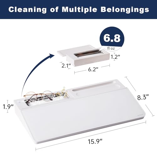 Small Glass Desktop Whiteboard Dry-Erase-Board - Computer Keyboard Stand with Ultrasonic Cleaners White Board Surface Pad with Drawer, Desk Organizers with Accessories - color: Ultrasonic Cleaner - White