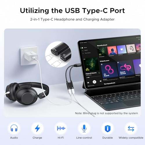 UGREEN Magnetic USB C Splitter 1 in 2 Out Dual USB C Headphone and Charger Type C Audio Adapter with PD 60W Fast Charging Dongle Cable for iPhone 17 Pro Max, Galaxy S26, Pixel 10, iPad Pro, Switch 2