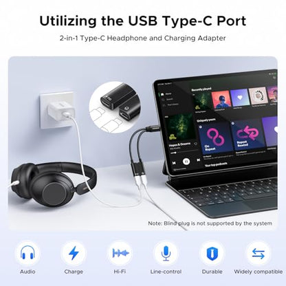UGREEN Magnetic USB C Splitter 1 in 2 Out Dual USB C Headphone and Charger Type C Audio Adapter with PD 60W Fast Charging Dongle Cable for iPhone 17 Pro Max, Galaxy S26, Pixel 10, iPad Pro, Switch 2