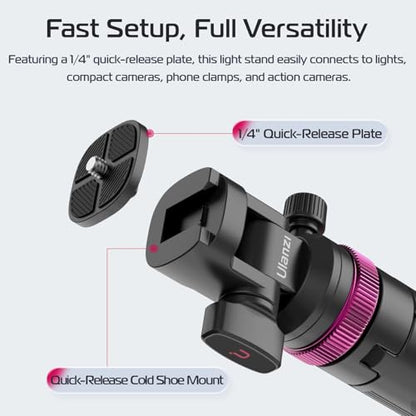 ULANZI MT-89 Extendable Tripod Aluminum, 82" Portable Adjustable Light Stand with 1/4" Screw Quick Release, Camera Phone Tripod for Camera Video Light Smartphone, Lightweight for Travel,Up Load 2.2LBS - size: 82 inch-Original Version