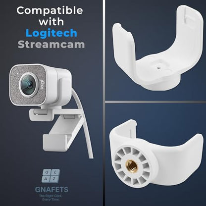 Webcam Holder, Durable, Tight Grip, Stable Mount - Compatible with Logitech StreamCam, Black and White (White) - color: White