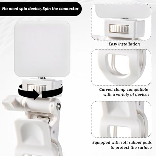 Webcam Mount for Monitor, Camera Mount Clamp Clip Ring Light Clip Adapter Replacement Zoom Light Clips-on Part Screen Display Top Fill Lights-Flash Holder for Phone Tripod Tablet Video Live Stream - color: white