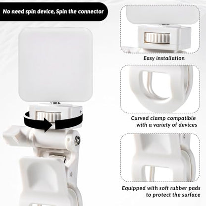 Webcam Mount for Monitor, Camera Mount Clamp Clip Ring Light Clip Adapter Replacement Zoom Light Clips-on Part Screen Display Top Fill Lights-Flash Holder for Phone Tripod Tablet Video Live Stream - color: white