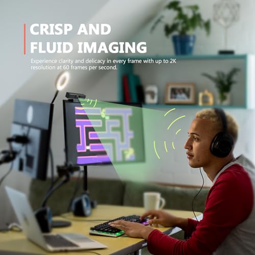 COOLPO Desk Mate - Hybrid HDR Streaming Webcam with AutoFocus & Tracking, HD 1080p Noise Reduction, Software Control for Google Gemini