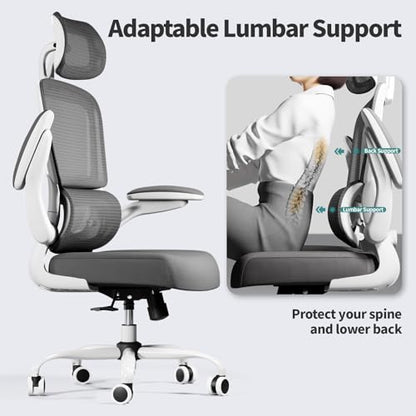 TRALT Office Chair Ergonomic Desk Chair, 330 LBS Home Mesh Office Desk Chairs with Wheels, Comfortable Gaming Chairs (1, White) - color: White