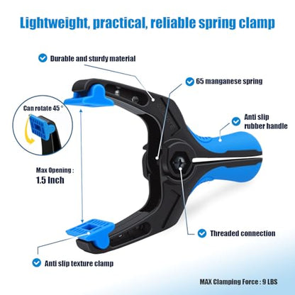 24 Pack 3 inch Heavy Duty Spring Clamps, Small Plastic Clamps for Woodworking, Backdrop, Photography, Backdrop Stand, Crafts with 1.5 inch Jaw opening