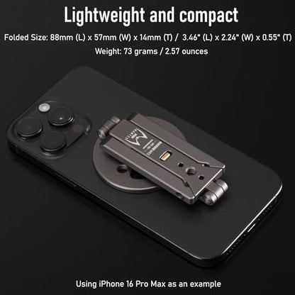 Ultra-Compact Magnetic Tripod for iPhone | Foldable Hook Design, 20 N52 Magnets, Cold Shoe & 1/4" Screw - Phone Stand for iPhone 12-17 & MagSafe Devices