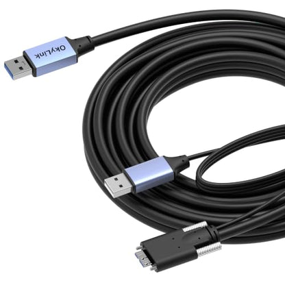 OkyLink Active USB 3.0 A to C Cable, Male to Male 5Gbps, 15ft, Screw Lock | 5M, 3.2 Gen 1, Industrial - grade, for webcam/VR/hard drive - color: Screw USB3.0, size: 15ft (5m)