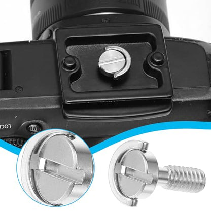 2 Pcs 1/4-20 Thread D-Ring Camera Fixing Screws, Stainless Steel Tripod Camera Mount Screw Quick Release Mounting Screw Adapter for Camera Camcorder Tripod Monopod QR Quick Release Plate