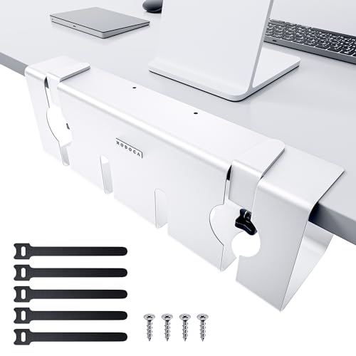 NODOCA No Drill Under Desk Cable Management Tray, 17'' Wire Management, Punch-Free Clamp on, Metal Cable Tray, Wire Organizer Under Desk, Under Dessk Basket for Office and Home, White - color: White, size: 【Clip-on】17''×1pc